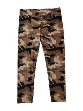 Time and Tru Camo Ankle Hi Rise Leggings XXL Soft Stretch Joggers Pants Brown